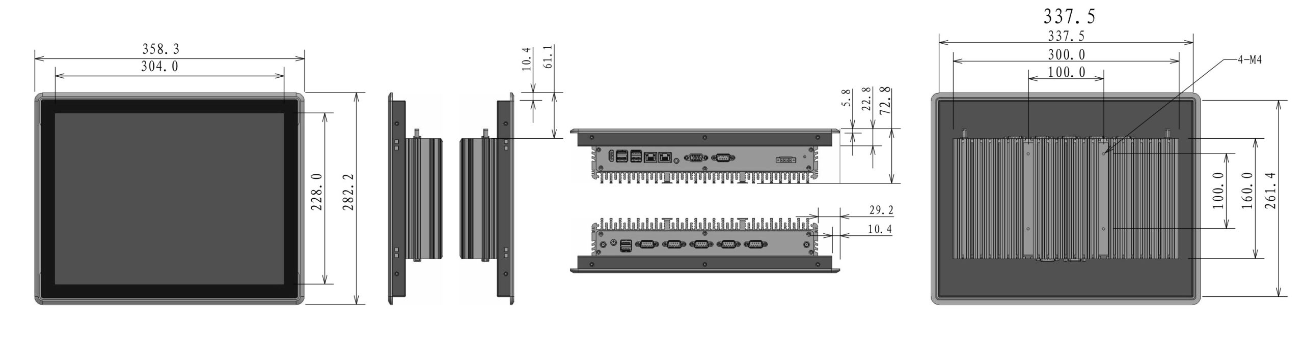 UTC-S1592B 工业平板电脑尺寸图
